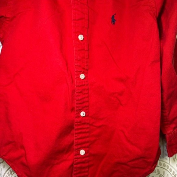 Kids Ralph Lauren Red Button Down Long Sleeve Polo Shirt Size 5 - Picture 5 of 5